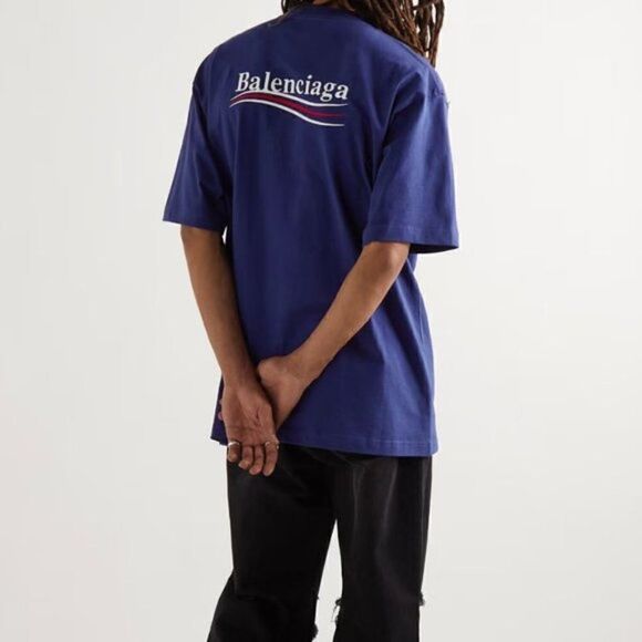 BALENCIAGA Oversized Logo-Embroidered Cotton-Jersey T-Shirt - Picture 1 of 12